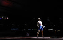 Karsten Warholm, of Norway reacts before the start of the men's 400m hurdles final at the World Athletics Championships in Doha, Qatar, Monday, Sept. 30, 2019. (AP Photo/Petr David Josek)