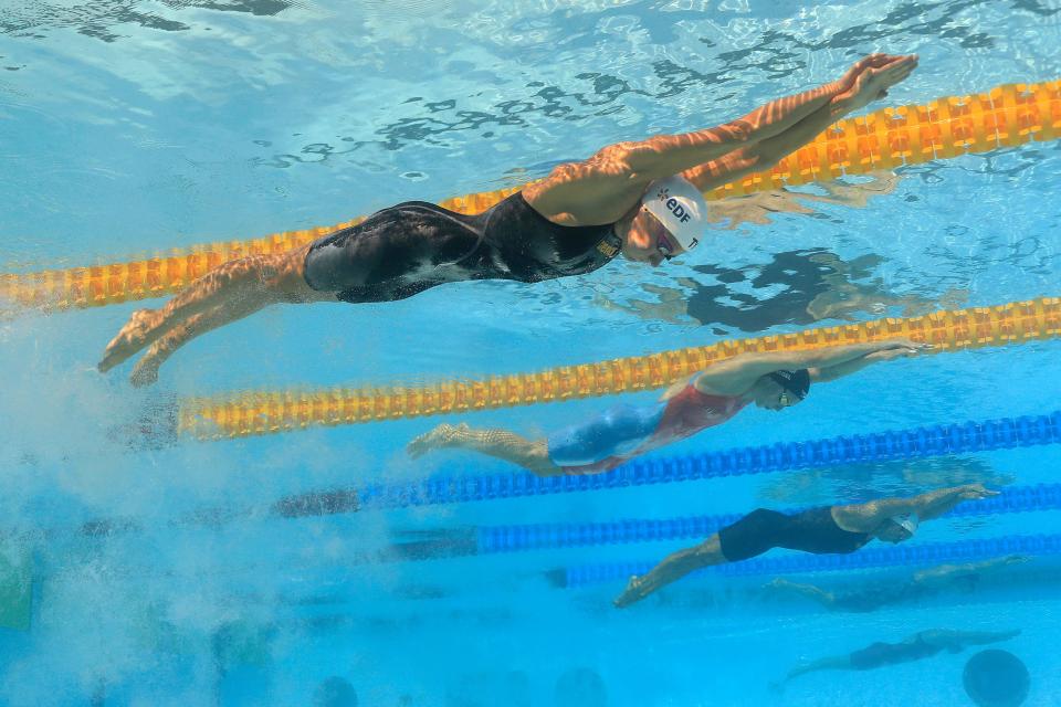 France's Charlotte Bonnet competes in the Women's 100m Freestyle heats during the European Aquatics Championships Rome 2022 in Rome, Italy.