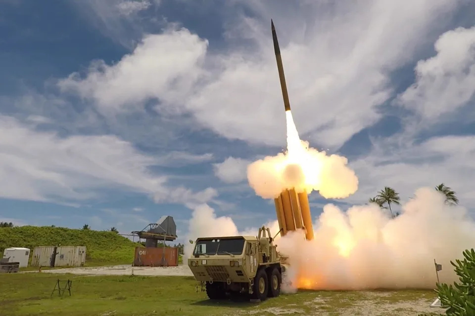 A Terminal High Altitude Area Defense interceptor missile launches during a flight test at the Ronald Reagan Ballistic Missile Defense Test Site in the Marshall Islands, Aug., 30, 2019.