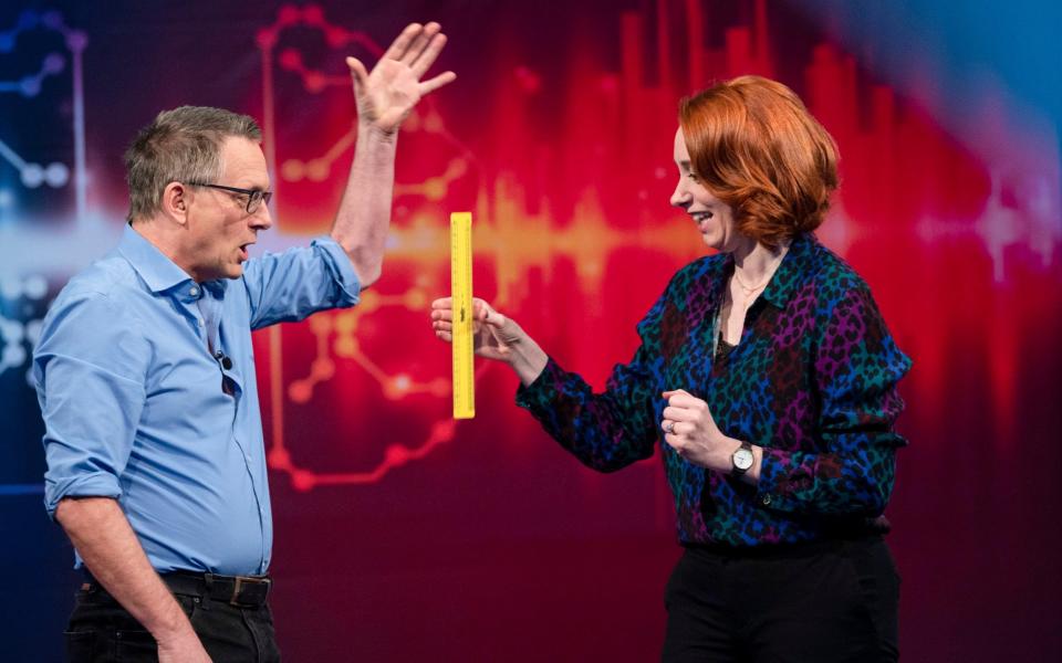 Michael Mosley and Hannah Fry test their reaction skills - BBC