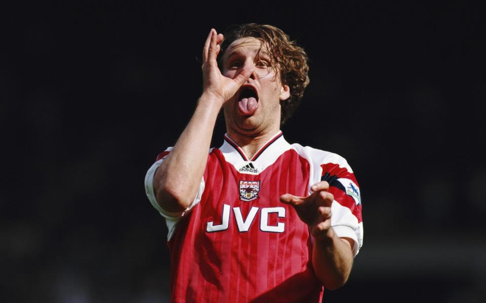 Arsenal player Paul Merson with a drinking celebration - GETTY IMAGES