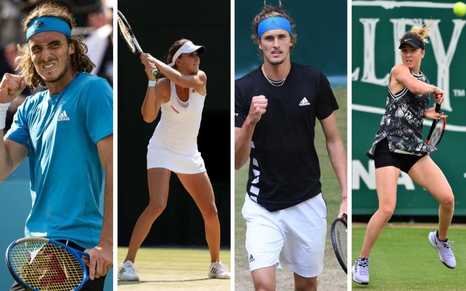 Stefanos Tsitsipas (left) and Elina Svitolina (right) are among a clutch of players aiming for Grand Slam glory for the first time at SW19