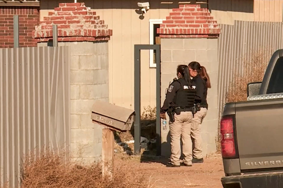 Police respond to a crime scene where four people were found dead in Kingfisher County, Okla., on Nov. 21, 2022. (KFOR)