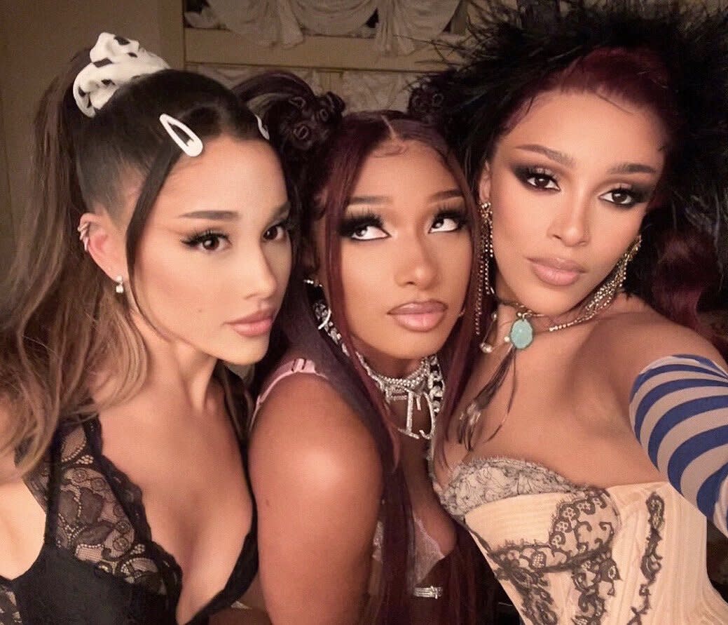 ariana grande, megan thee stallion and dojo cat