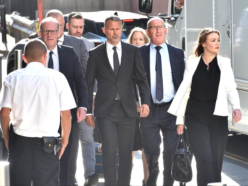 Former Manchester United footballer Ryan Giggs arrives at Manchester Crown Court on Wednesday 10 August 2022 (Steven Allen/PA)