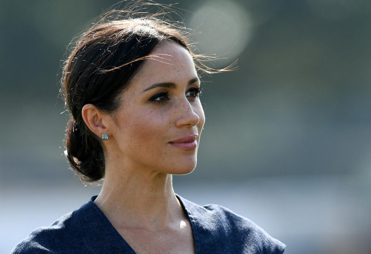 WINDSOR,  UNITED KINGDOM - JULY 26:  Meghan, Duchess of Sussex  attends the Sentebale ISPS Handa Polo Cup at the Royal County of Berkshire Polo Club on July 26, 2018 in Windsor, England. (Photo by Anwar Hussein/WireImage)