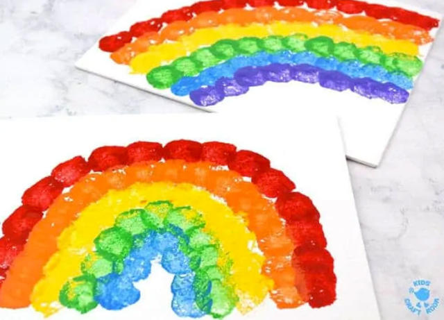 Colorful Bead Paper Plate Rainbow - Toddler Approved