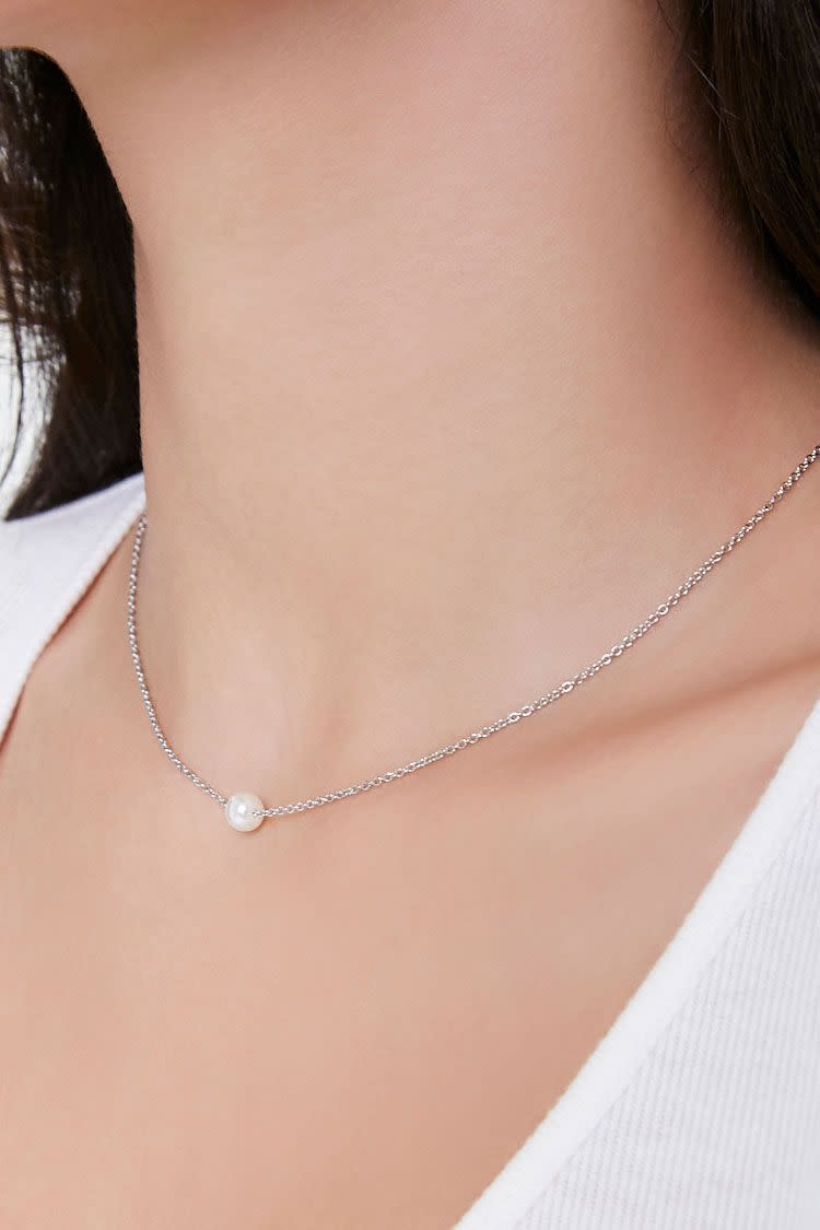 13) Faux Pearl Charm Necklace