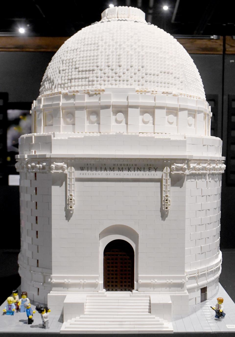 This replica McKinley National Memorial was constructed using roughly 50,000 Legos. The model, created by Warren Elsmore, is part of a new Lego exhibit at the McKinley Presidential Library & Museum in Canton.