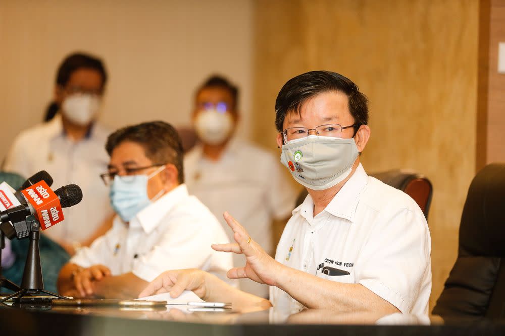 Penang Chief Minister Chow Kon Yeow speaks during a press conference at the Spice Arena, Bayan Baru June 6, 2021. — Picture by Sayuti Zainudin