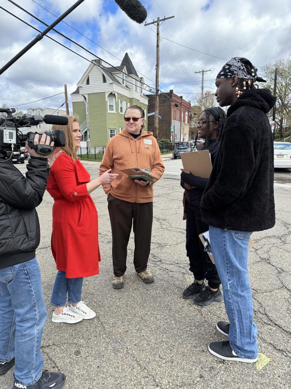 PHOTO: ABC News' MaryAlice Parks interviews Environmental Voter Project volunteers in Pittsburgh, PA. (Julia Cherner/ABC News)