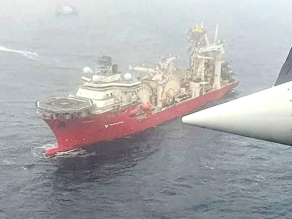 The Bahamanian research vessel ‘Deep Energy’ on site during the ongoing search for the 21-foot submersible Titan (US Coast Guard/EPA)