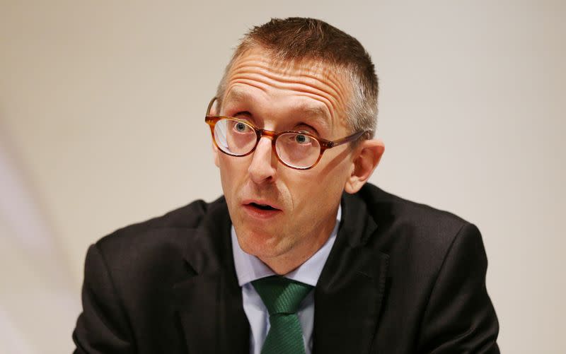 FILE PHOTO: Britain's Deputy Governor for Prudential Regulation and Chief Executive Officer of the Prudential Regulation Authority Sam Woods speaks during the Bank of England's financial stability report at the Bank of England in the City of London