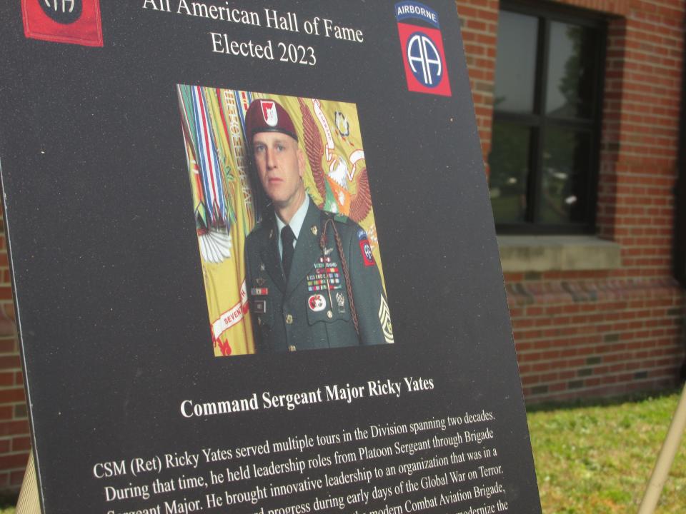 Retired Command Sgt. Maj. Ricky Yates was inducted into the 82nd Airborne Division's Hall of Fame during a ceremony Wednesday, May 24, 2023, at Fort Bragg.