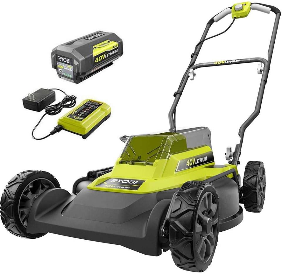 RYOBI RY401100-Y 18 in. 40-Volt 2-in-1 Lithium-Ion Cordless Battery Walk Behind Push Mower