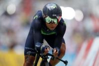 Cycling - The 104th Tour de France cycling race - The 22.5-km individual time trial Stage 20 from Marseille to Marseille, France - July 22, 2017 - Movistar rider Nairo Quintana of Columbia on the finish line. REUTERS/Christian Hartmann