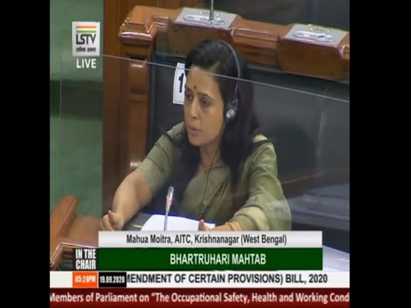 TMC MP Mahua Moitra speaking in the Lok Sabha on Saturday. [Photo/LS TV]