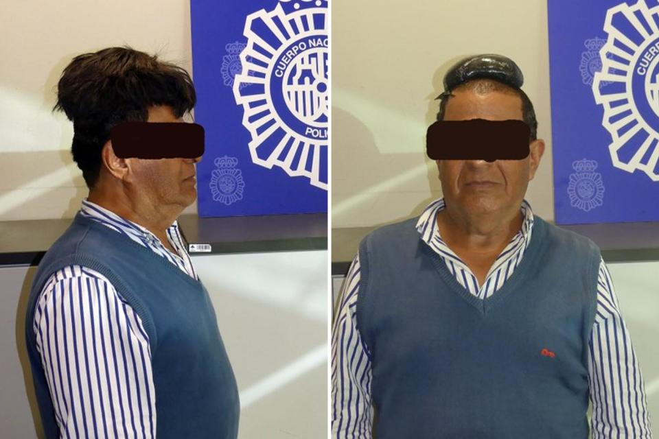 A man was arrested after being stopped by police during an attempt to smuggle half a kilo of cocaine into Spain by hiding it underneath an "oversized" toupee.Spanish police said the man arrived in Barcelona on a flight from Bogota, Colombia, and attracted attention as he looked nervous and had a disproportionately large hairpiece under his hat.After stopping him they found a package stuck to his head with about 30,000 euros, £27,000, worth of cocaine.A police statement said: "There is no limit to the inventiveness of drug traffickers trying to mock controls.”Police shared a photo of a middle-aged man still wearing the toupee though with his eyes blocked in the image.It gave no more details of his identity following his detention at Josep Tarradellas Airport.Over 100 kilos of cocaine were seized by Spanish police at the Barcelona-El Prat airport in 2018 and the Colombian man was detained at the end of June.