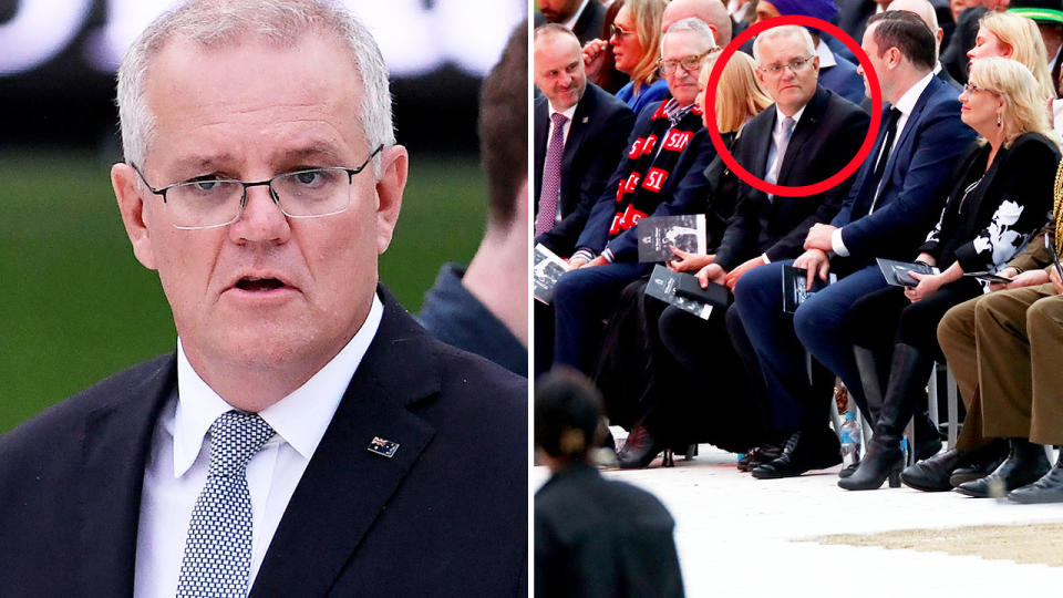 Scott Morrison, pictured here at Shane Warne's state memorial service at the MCG.
