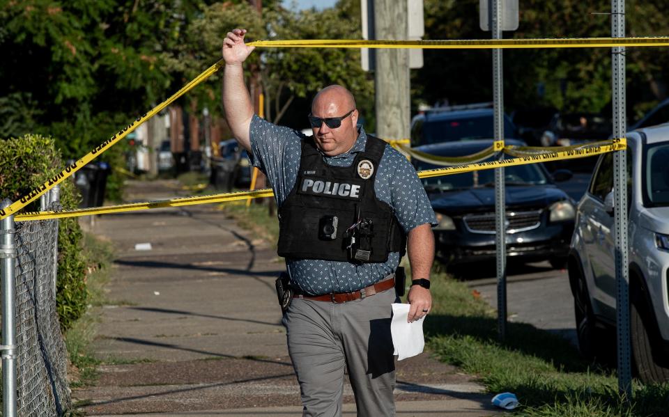 LMPD officers were on the scene at 24th and Magazine St. where a juvenile and an adult were shot after a fight broke out on a JCPS bus around 4:30 p.m. Thursday afternoon. Sept. 13, 2023