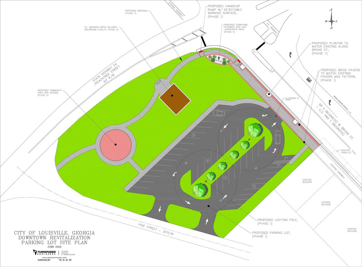 An early conceptual drawing of plans for the new Louisville parking lot on Broad Street.