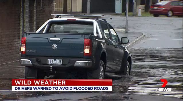 Even big cars did not brave the flood waters under the York Street Bridge. Source: 7 News