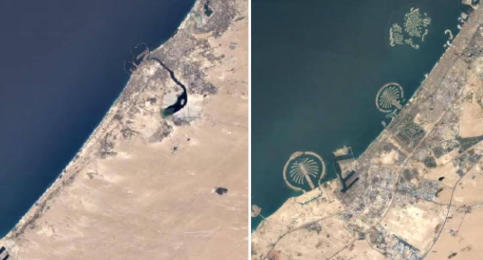 Images on the new Timelapse tool show coastal development in Dubai. Source: Google Earth