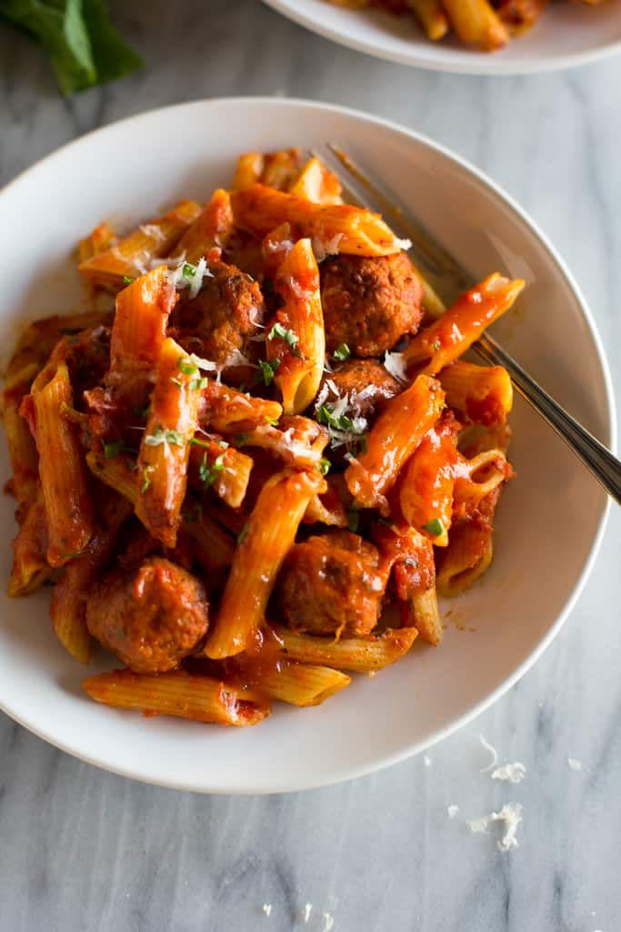 Instant Pot Penne Pasta with Meatballs