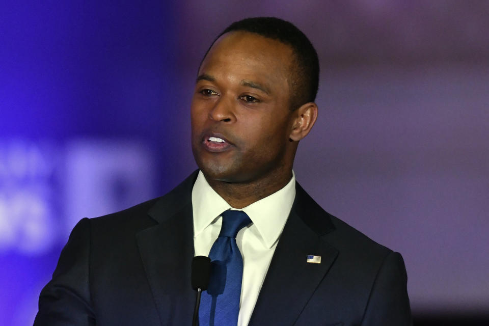 Kentucky Attorney General Daniel Cameron during the Kentucky Gubernatorial GOP Primary Debate in Louisville, Ky., on March 7, 2023. (Timothy D. Easley / AP Pool file)