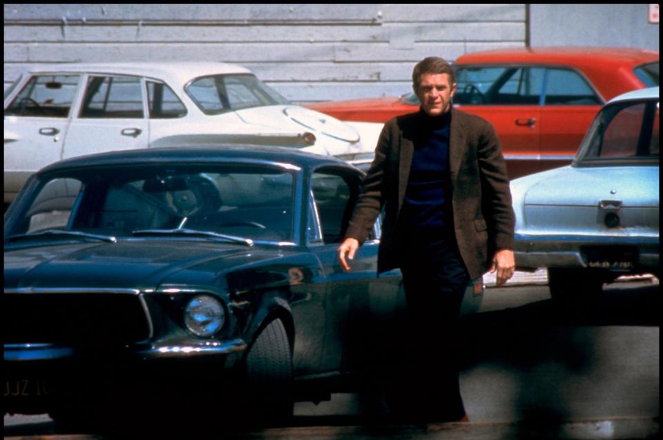 Steve McQueen with the iconic Mustang in a still from the 1968 film Bullitt