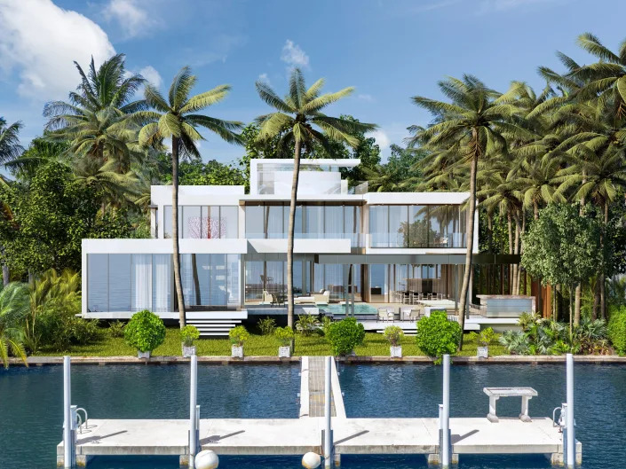 Rendering of a waterfront home in Florida.