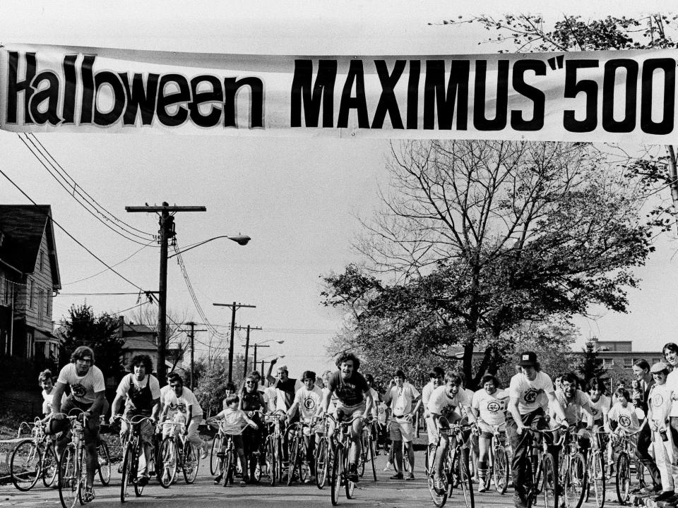 A Halloween charity bike ride in 1971.