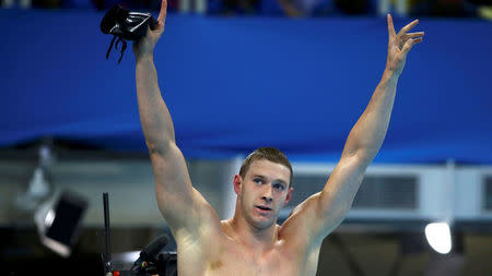 2016 Rio Olympics - Swimming - Final - Men's 200m Backstroke Final - Olympic Aquatics Stadium - Rio de Janeiro, Brazil - 11/08/2016. Ryan Murphy (USA) of USA reacts REUTERS/David Gray