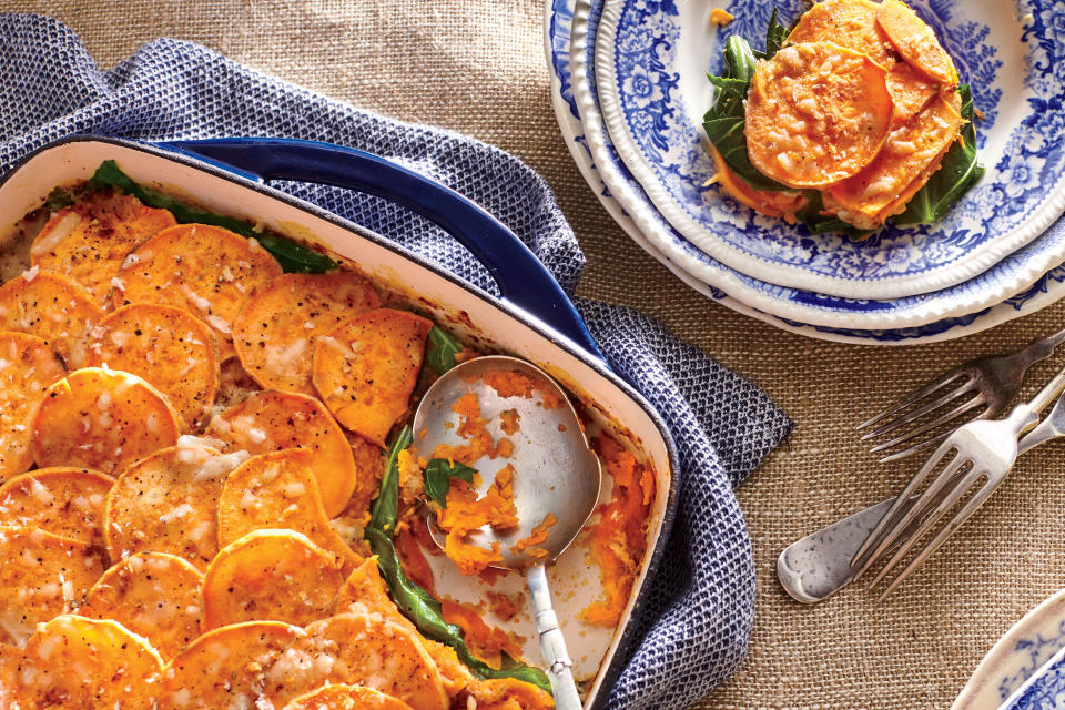 Sweet Potato-and-Collard Green Gratin