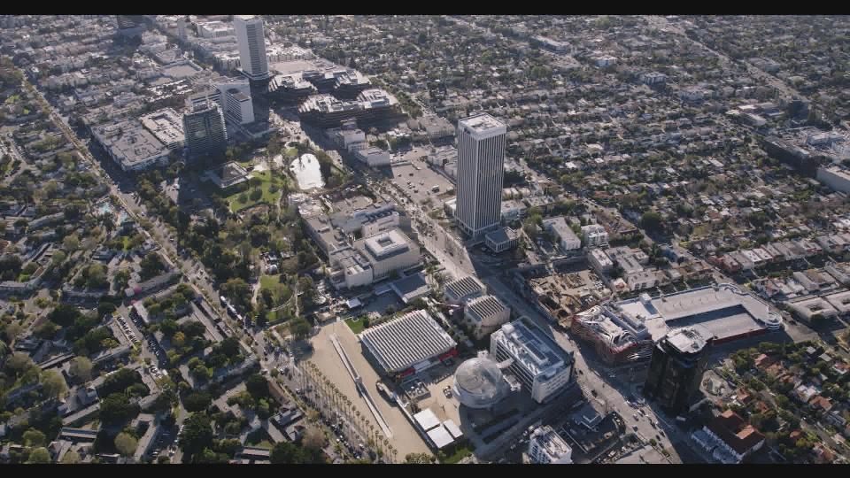 Before: An aerial shot of Wilshire Blvd. and the La Brea tar pits