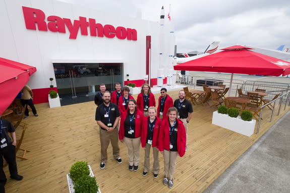 The winning team of the International Rocketry Challenge, from the Russellville City Schools in Alabama, poses as a group at the 2015 Paris Air Show.