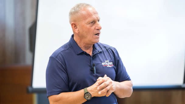 PHOTO: Republican Senate candidate Don Bolduc greets supporters at a town hall event on Sept. 10, 2022 in Laconia, N.H. (Scott Eisen/Getty Images)