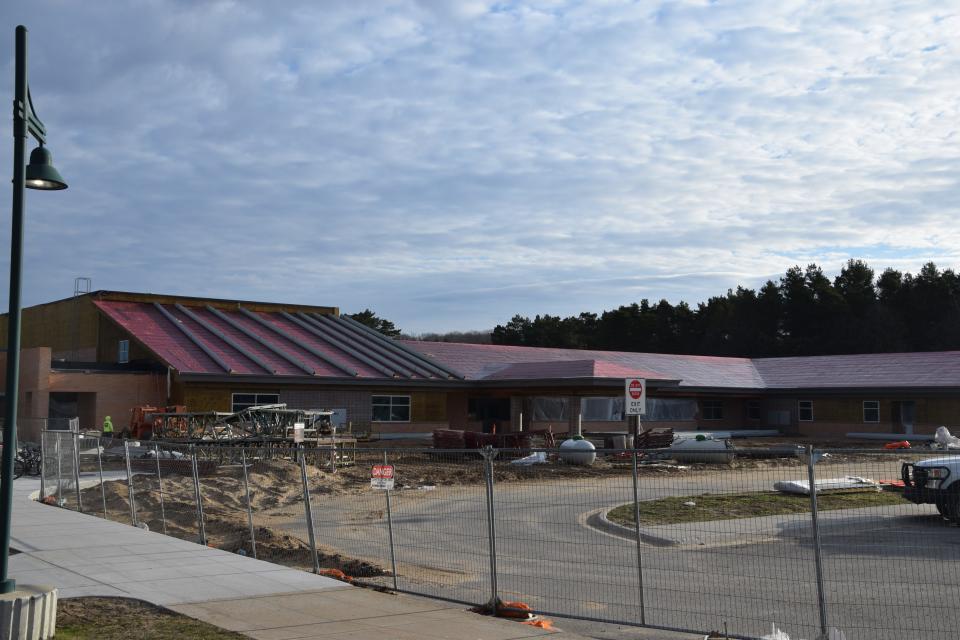 The new Shay Elementary building is photographed April 10, 2024. The building's construction is expected to be completed in time for the start of the 2024-2025 school year.