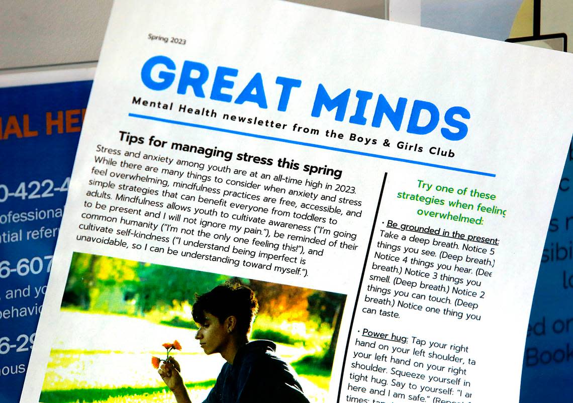 A quarterly newsletter offering tips and resources for mental health called Great Minds is displayed in the lobby of the Kennewick clubhouse for the Boys & Girls Clubs of Benton and Franklin Counties is at 907 W. 7th Place in Kennewick.