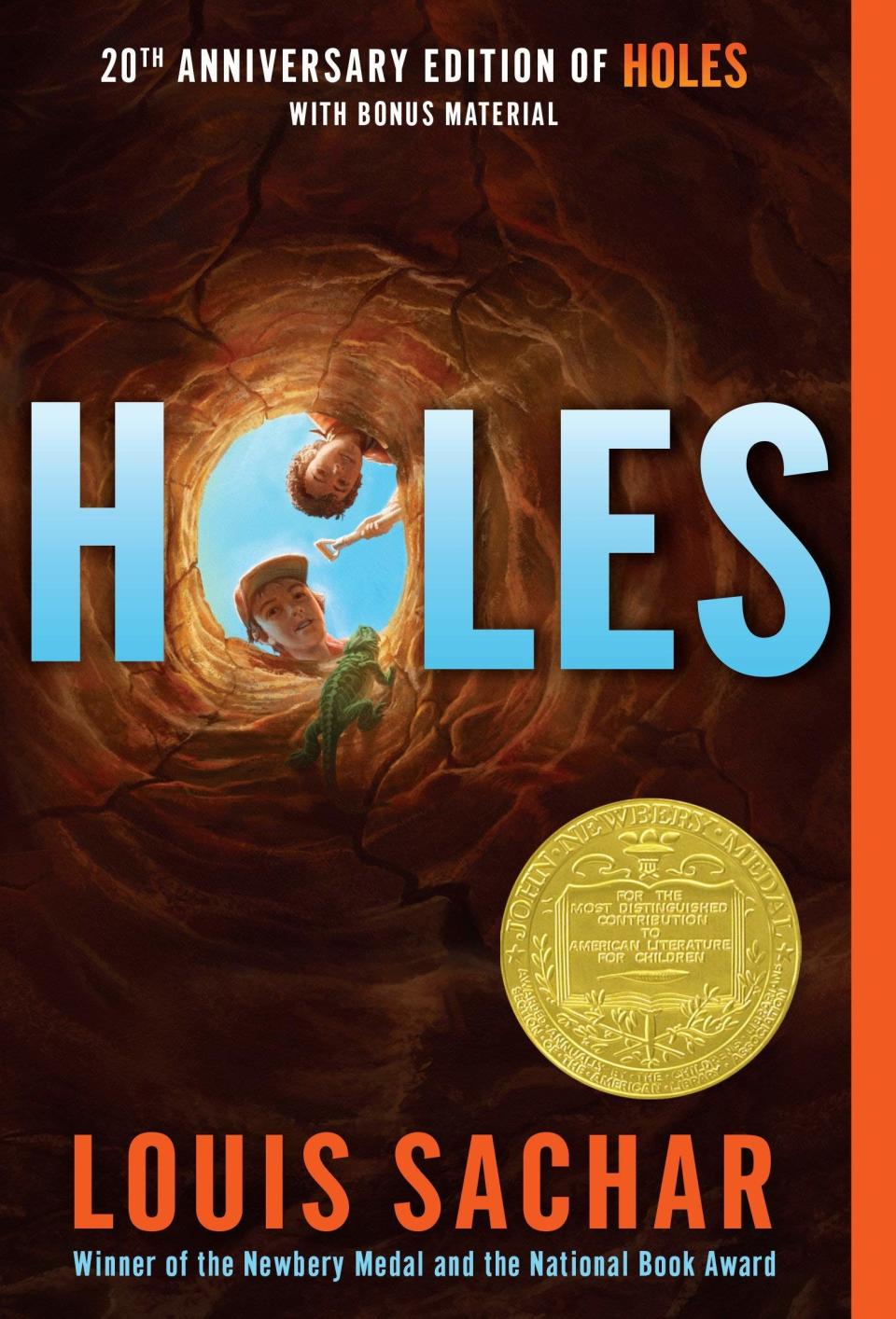 The cover of "Holes" by Louis Sachar.