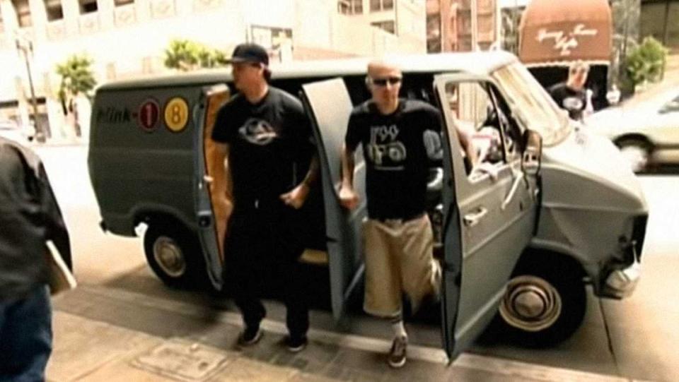 A van used by Blink-182 is seen in their music video for the 2001 song “Rock Show.” The van, which sat in a south Sacramento driveway for years, was recently sold to a Texas couple who is restoring it.