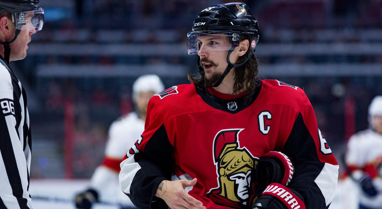 Erik Karlsson is reportedly willing to sign in Canada. (Photo by Richard A. Whittaker/Icon Sportswire via Getty Images)