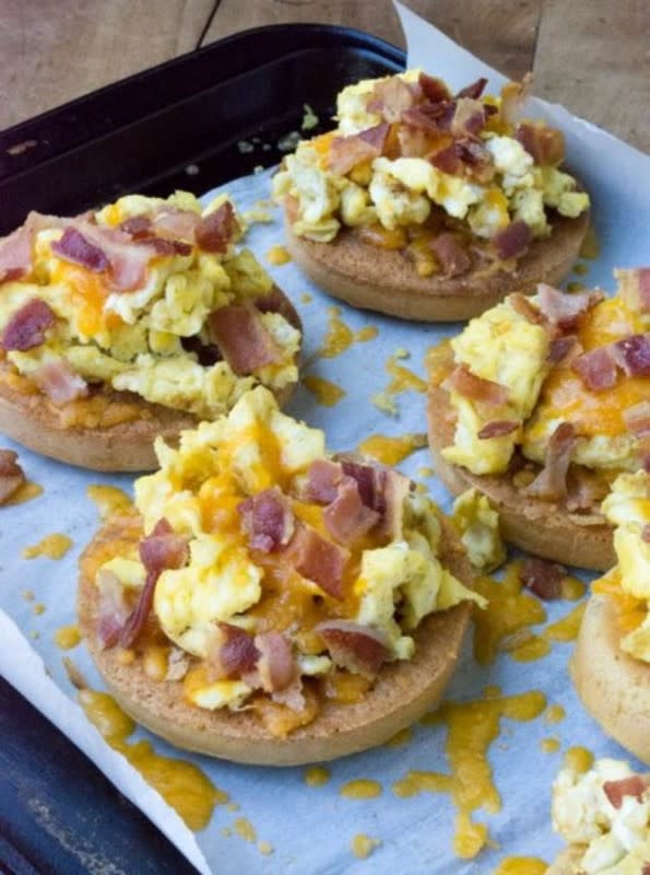 <p>These cheesy bacon egg muffin tops are the perfect low-carb make ahead breakfasts for busy mornings.</p><p><strong>Get the recipe: <a href="https://www.sugarfreemom.com/recipes/cheesy-low-carb-bacon-egg-muffin-tops/" rel="nofollow noopener" target="_blank" data-ylk="slk:Cheesy Bacon Egg Muffin Tops;elm:context_link;itc:0;sec:content-canvas" class="link ">Cheesy Bacon Egg Muffin Tops </a></strong></p>