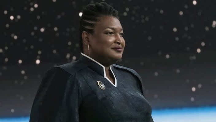 Georgia gubernatorial hopeful Stacey Abrams made a cameo appearance on the season finale of the sci-fi series “Star Trek: Discovery” Thursday. (Photo: Marni Grossman/Paramount Plus/CBS)