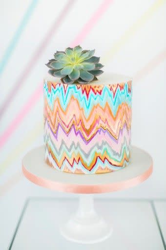 This tribal-esque painted cake would be great for a birthday party - and it doesn’t matter if it doesn’t look perfect because it’s all part of the look. 