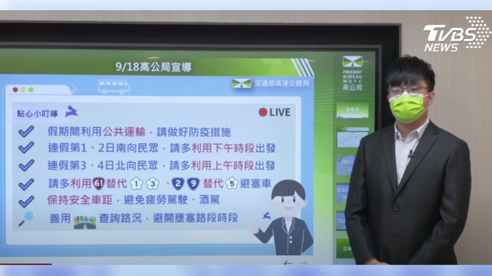 高公局呼籲，民眾可行駛台2、台9，替代國5，避免塞車。（圖／TVBS）