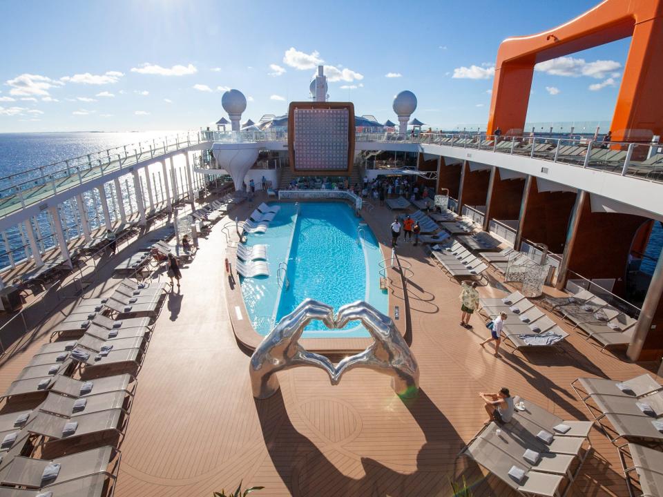 bird's eye view of the pool deck