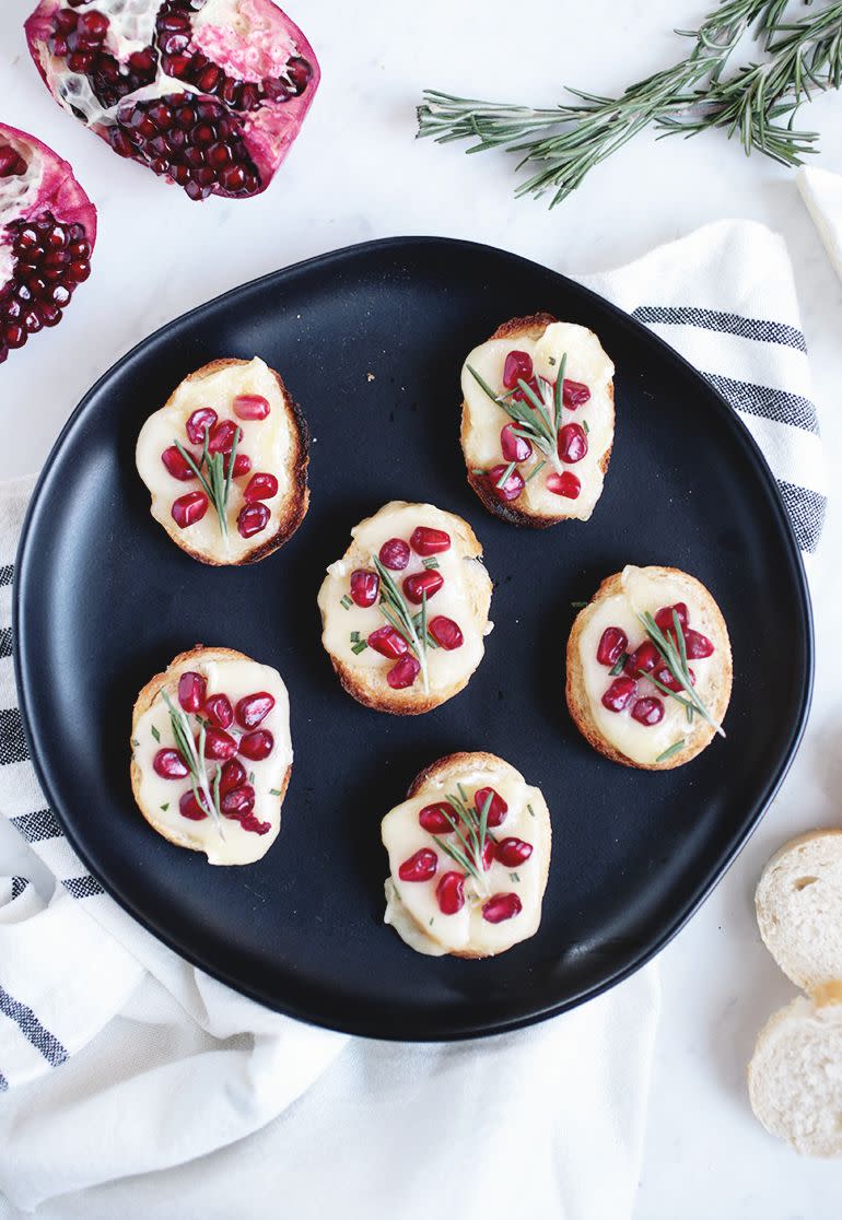 Pomegranate Brie Crostini