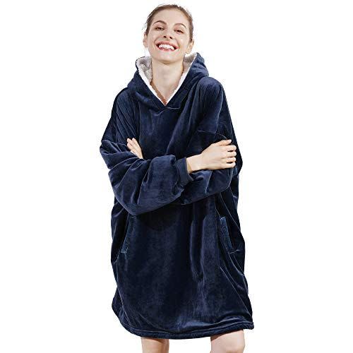 2) Oversized Sherpa Hooded Blanket Sweatshirt