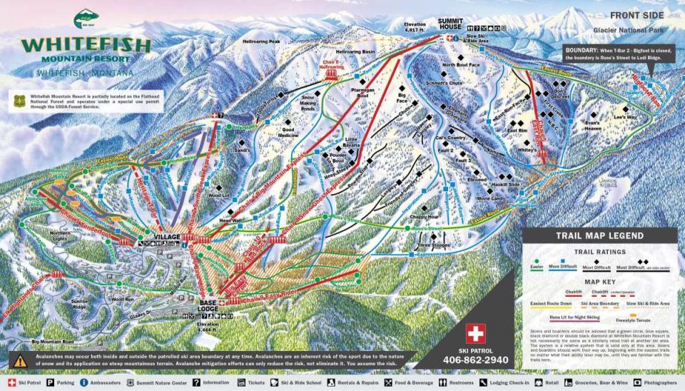 Whitefish Mountain Resort Front Side Trail Map<p>Whitefish Mountain Resort</p>